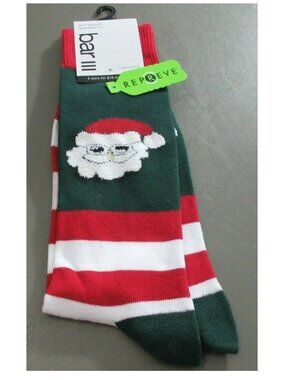 Bar III Men's 1-Pair Casual Novelty Socks, Candy Cane Santa, Shoe Size 7-12